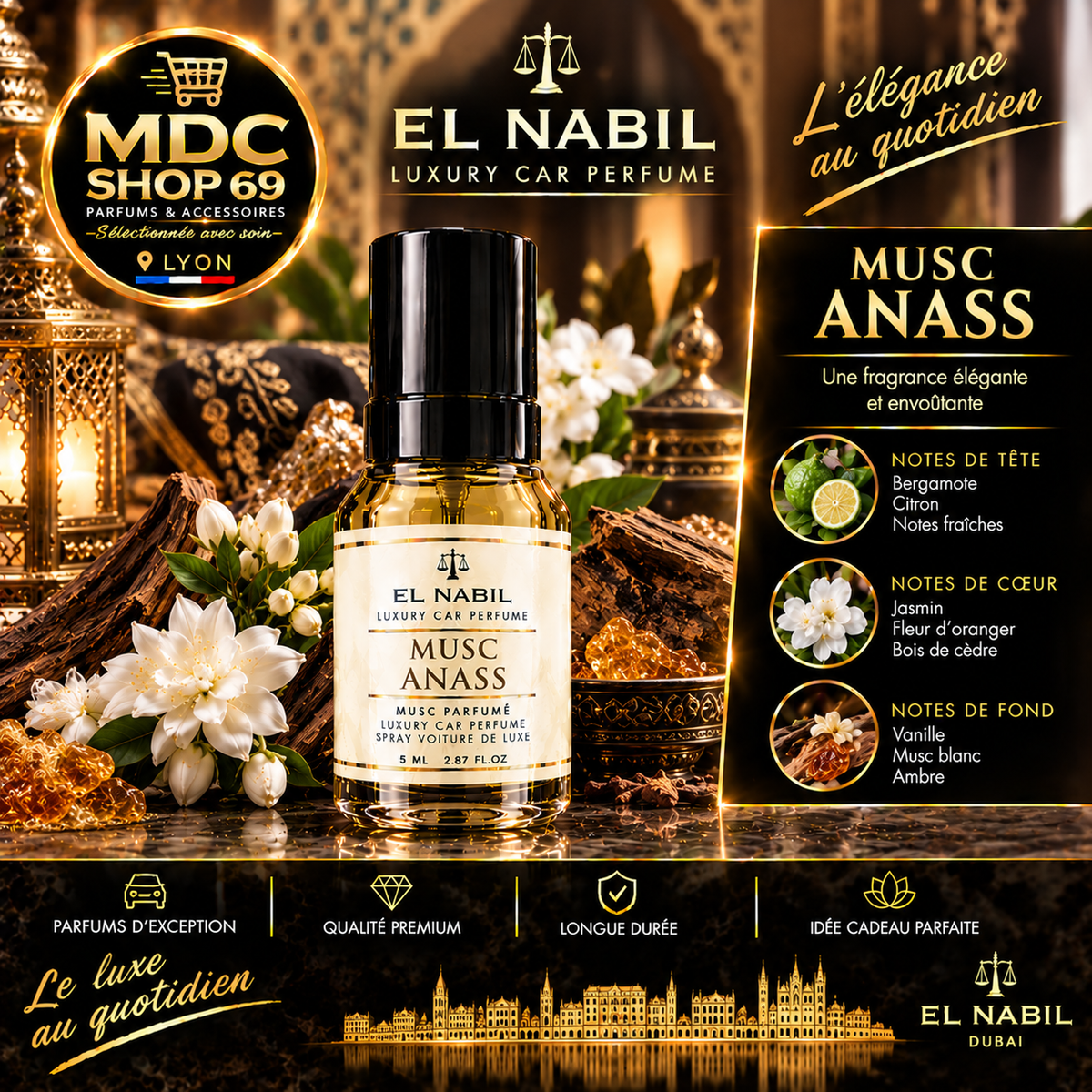 El Nabil Musc Anass Spray Voiture de Luxe 85ml