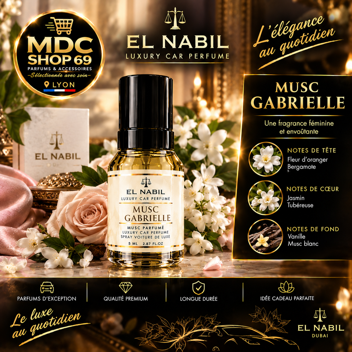 El Nabil Musc Gabrielle Spray Voiture de Luxe 85ml