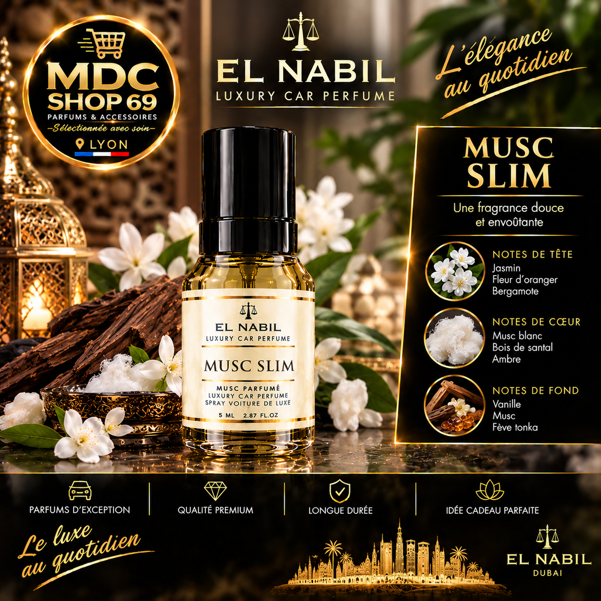El Nabil Musc Slim Spray Voiture de Luxe 85ml