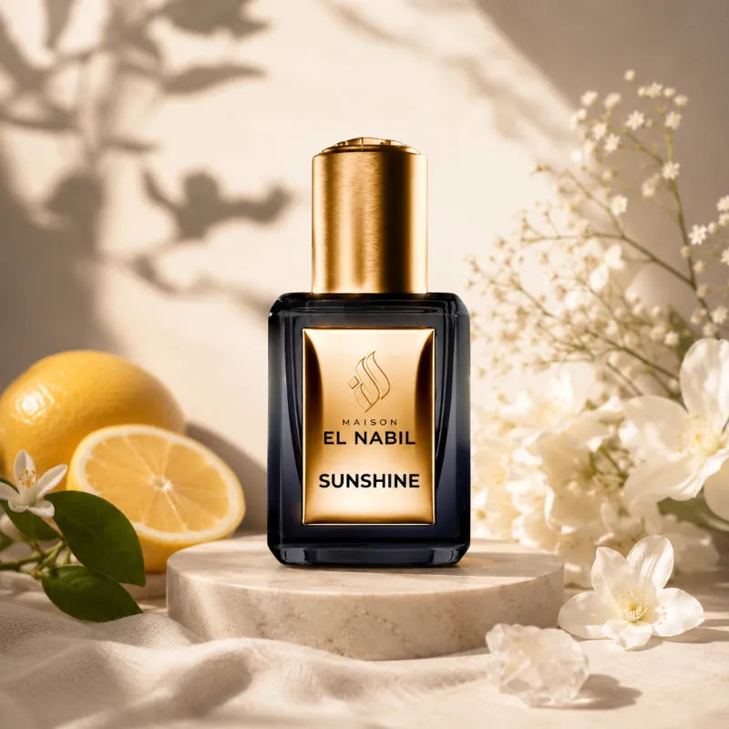 Maison El Nabil Sunshine - Flacon de parfum avec citrons et fleurs blanches