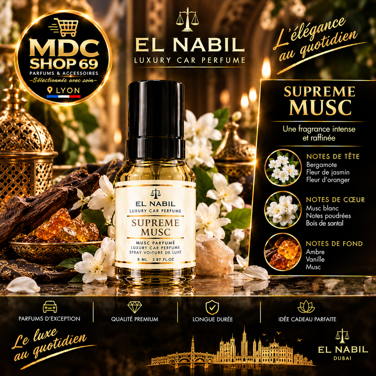 El Nabil Supreme Musc Spray Voiture de Luxe 85ml