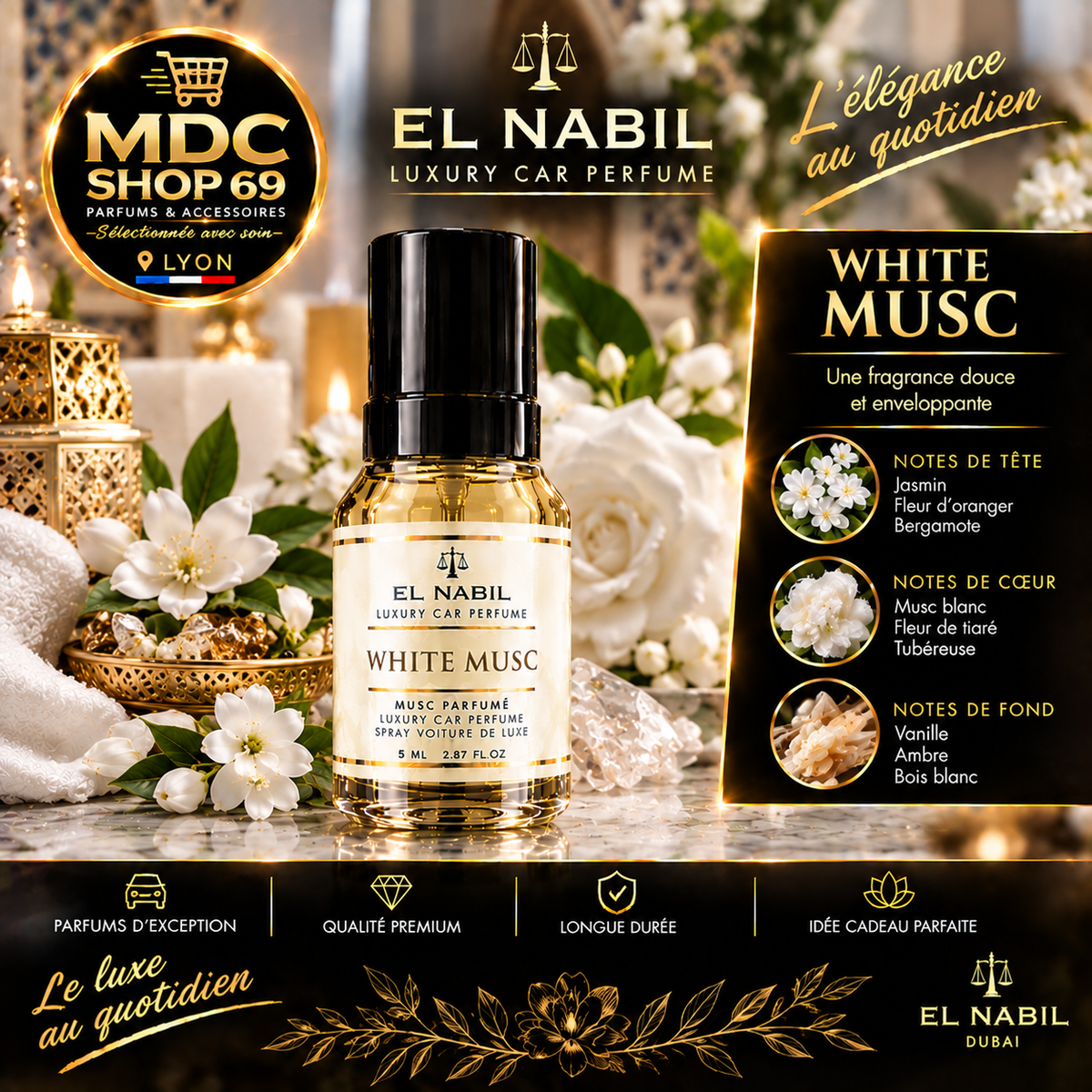 El Nabil White Musc Spray Voiture de Luxe 85ml