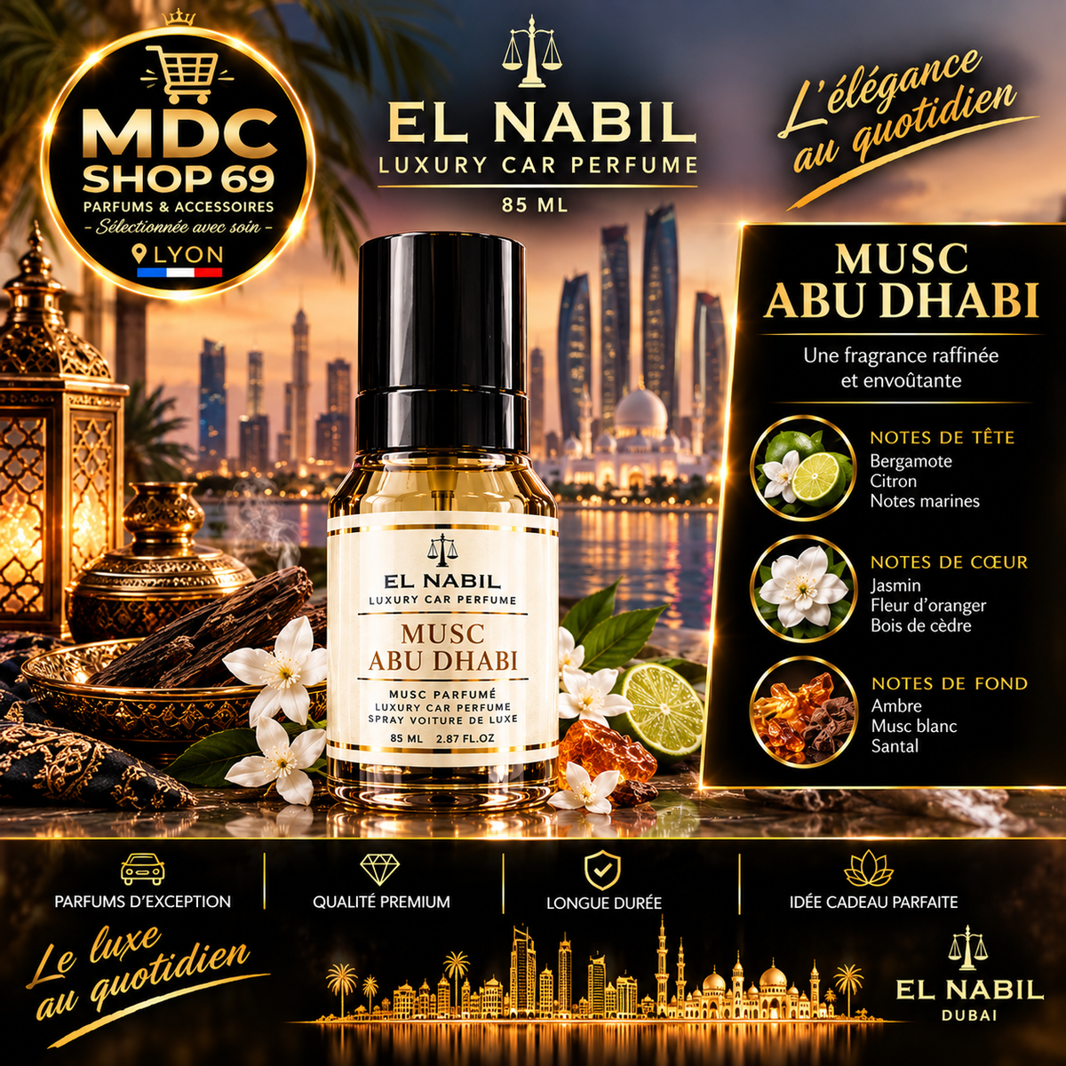 El Nabil Musc Abu Dhabi Spray Voiture de Luxe 85ml