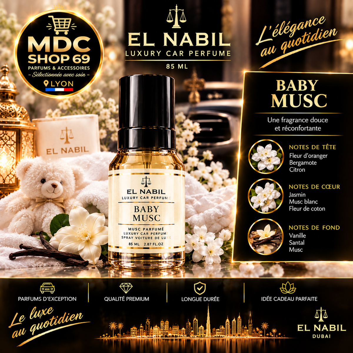 El Nabil Baby Musc Spray Voiture de Luxe 85ml