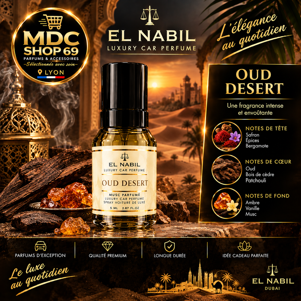 El Nabil Oud Desert Spray Voiture de Luxe 85ml
