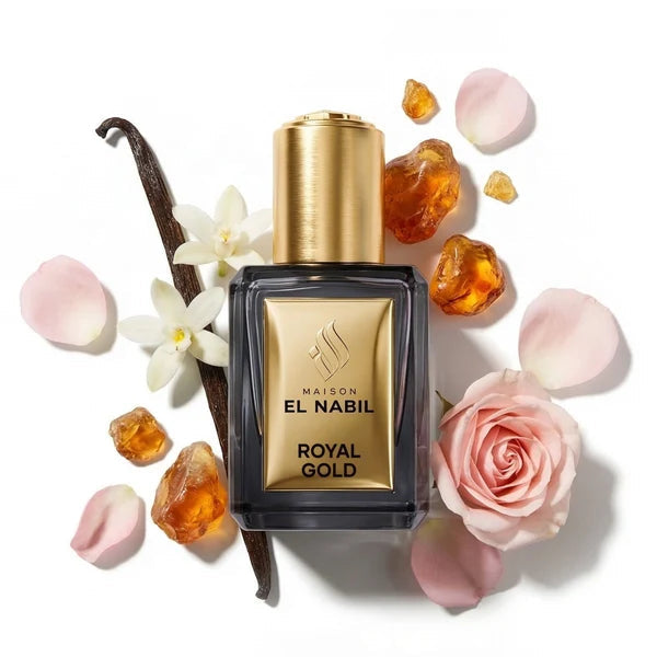 Maison El Nabil Royal Gold - Flacon avec rose et ambre doré